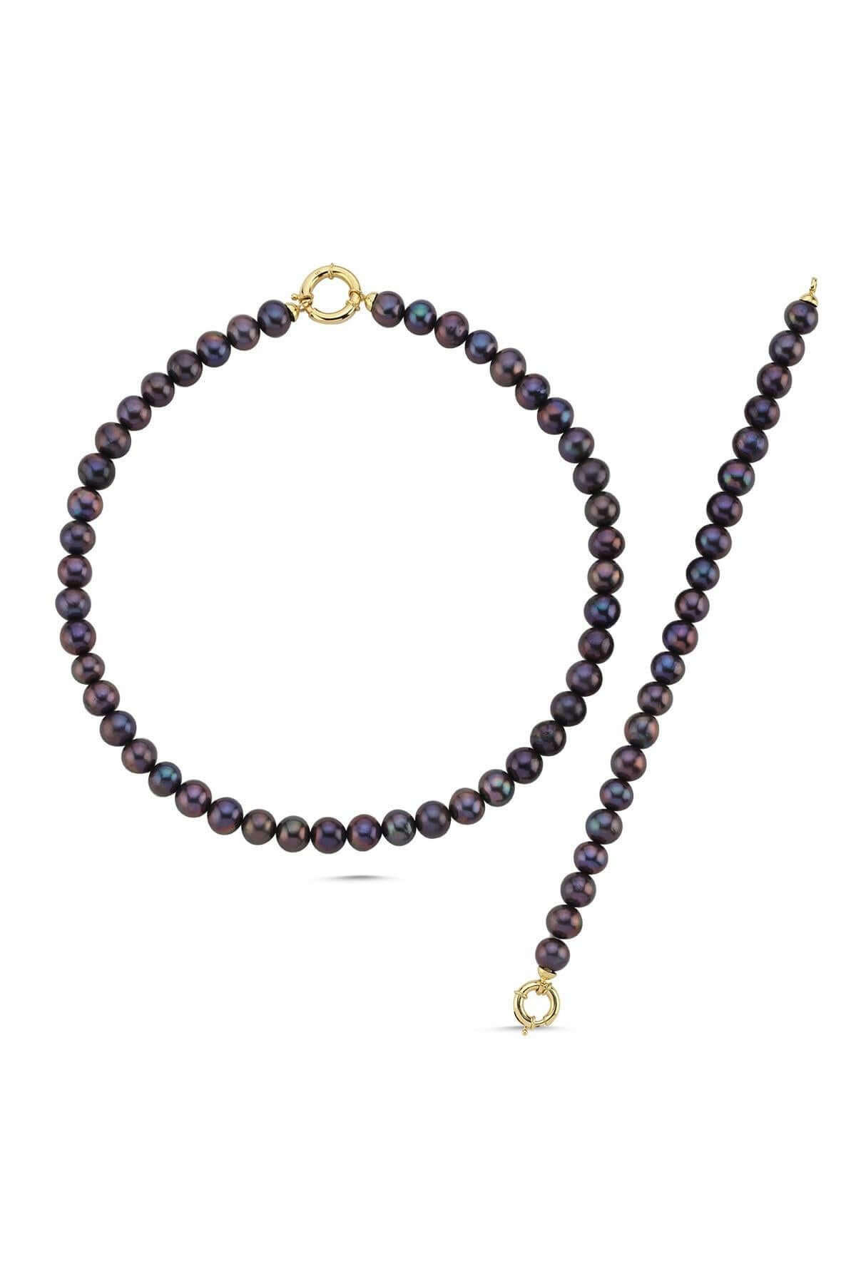 Doğal Siyah İnci Kolye Bileklik İkili Set | | Birinci1926