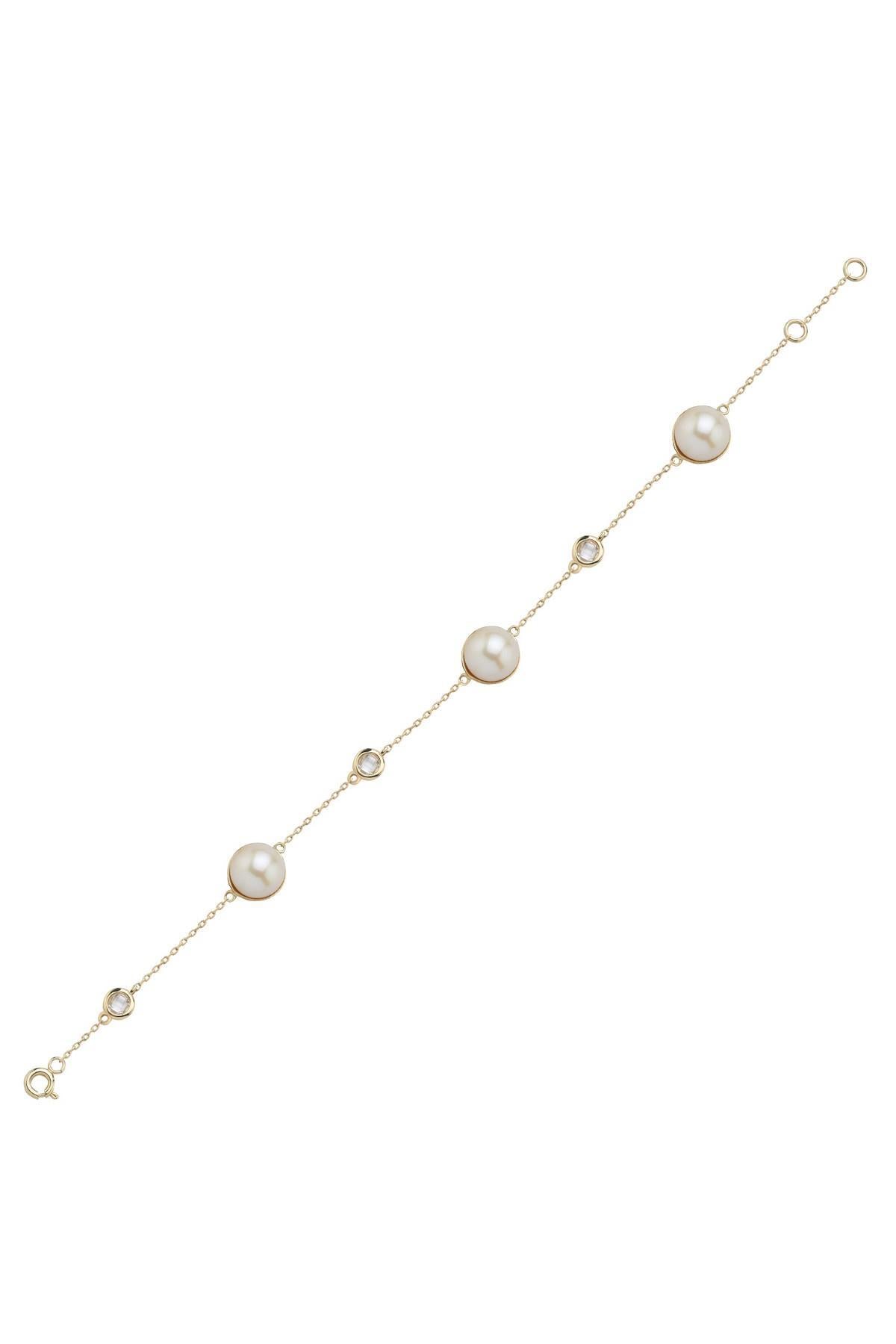 Üç Doğal İncili Zirkon Taşlı Bileklik | | Birinci1926