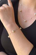 Üç Doğal İncili Zirkon Taşlı Bileklik | | Birinci1926