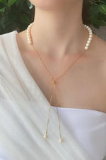 Asansör Zincirli Doğal İnci Kolye Bileklik İkili Set | | Birinci1926