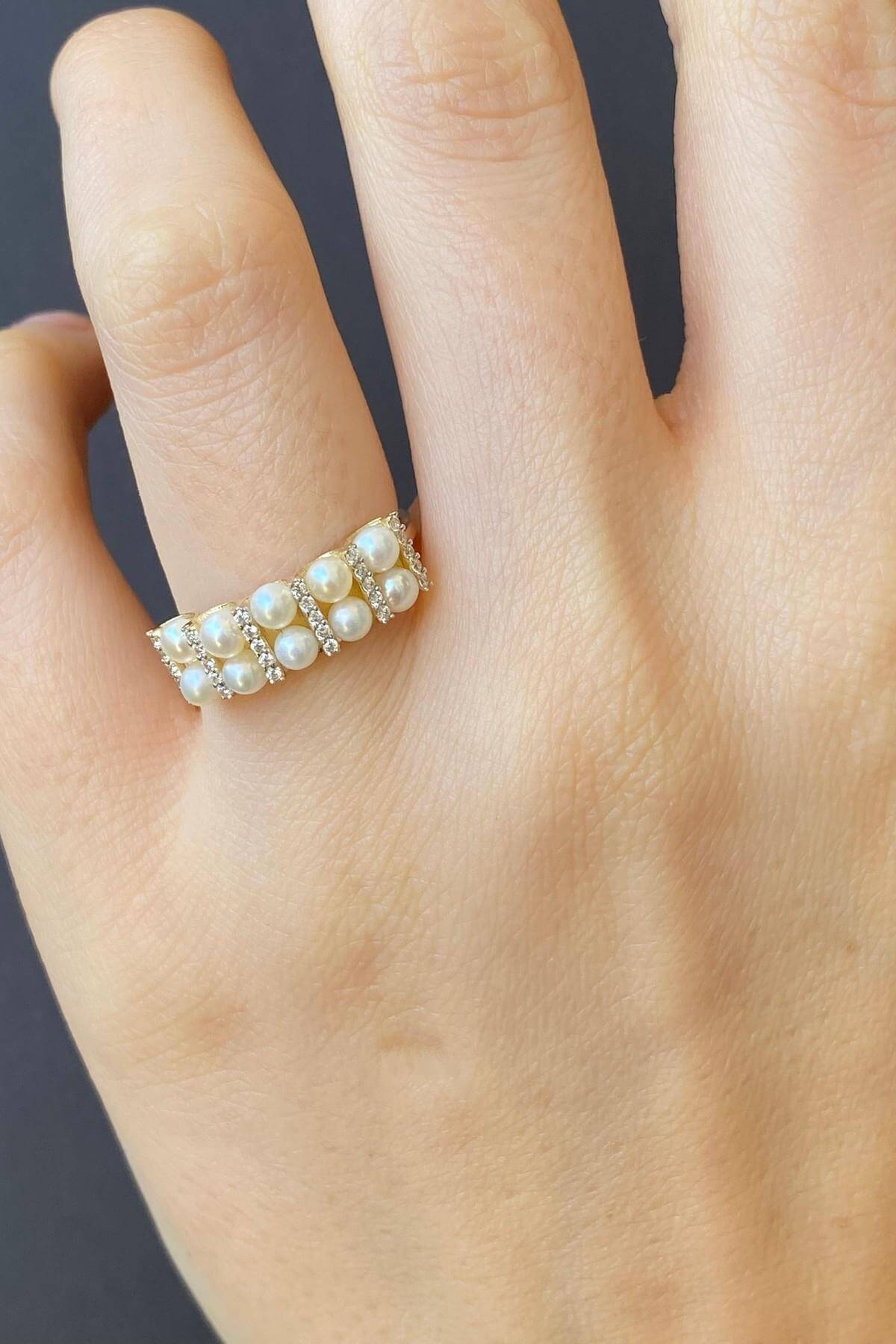 Double Sıralı Doğal İnci Yüzük | | Birinci1926