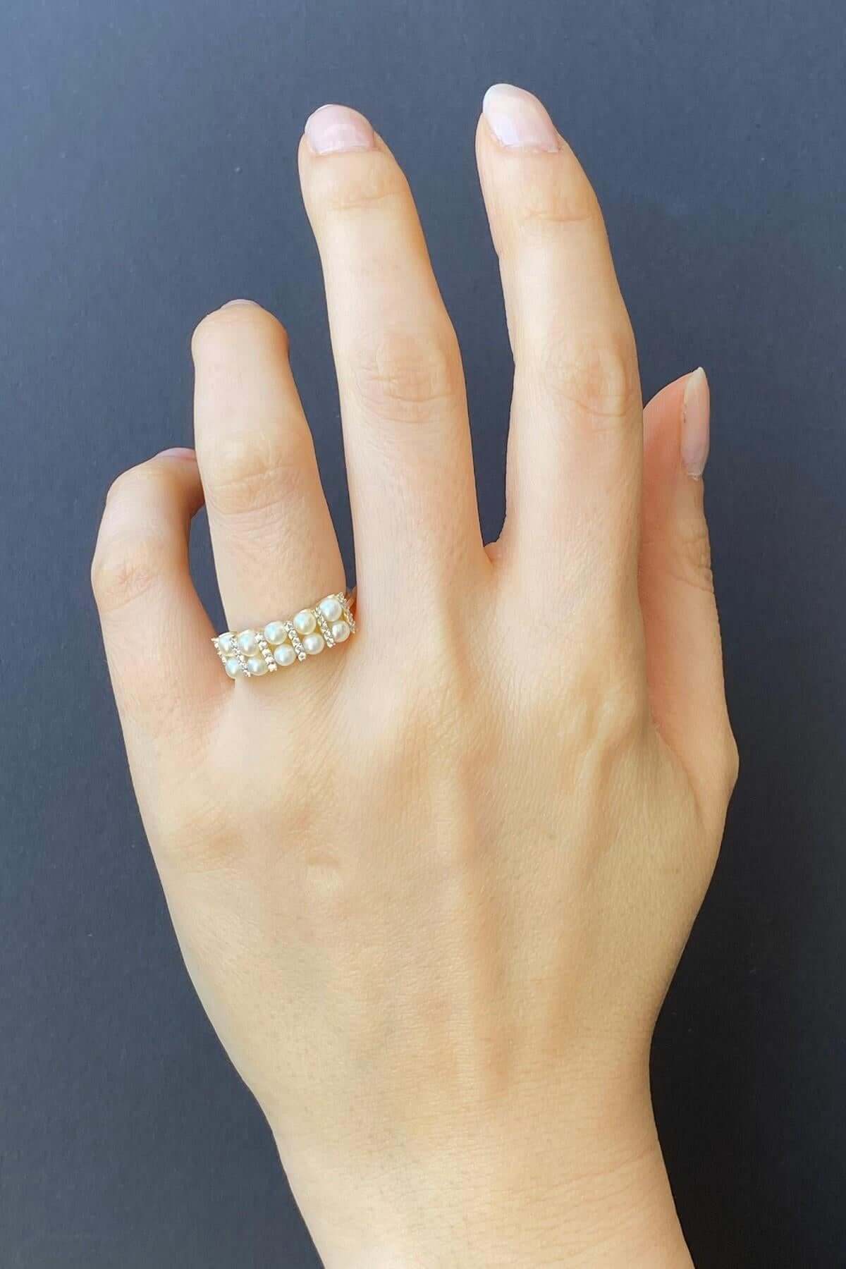 Double Sıralı Doğal İnci Yüzük | | Birinci1926