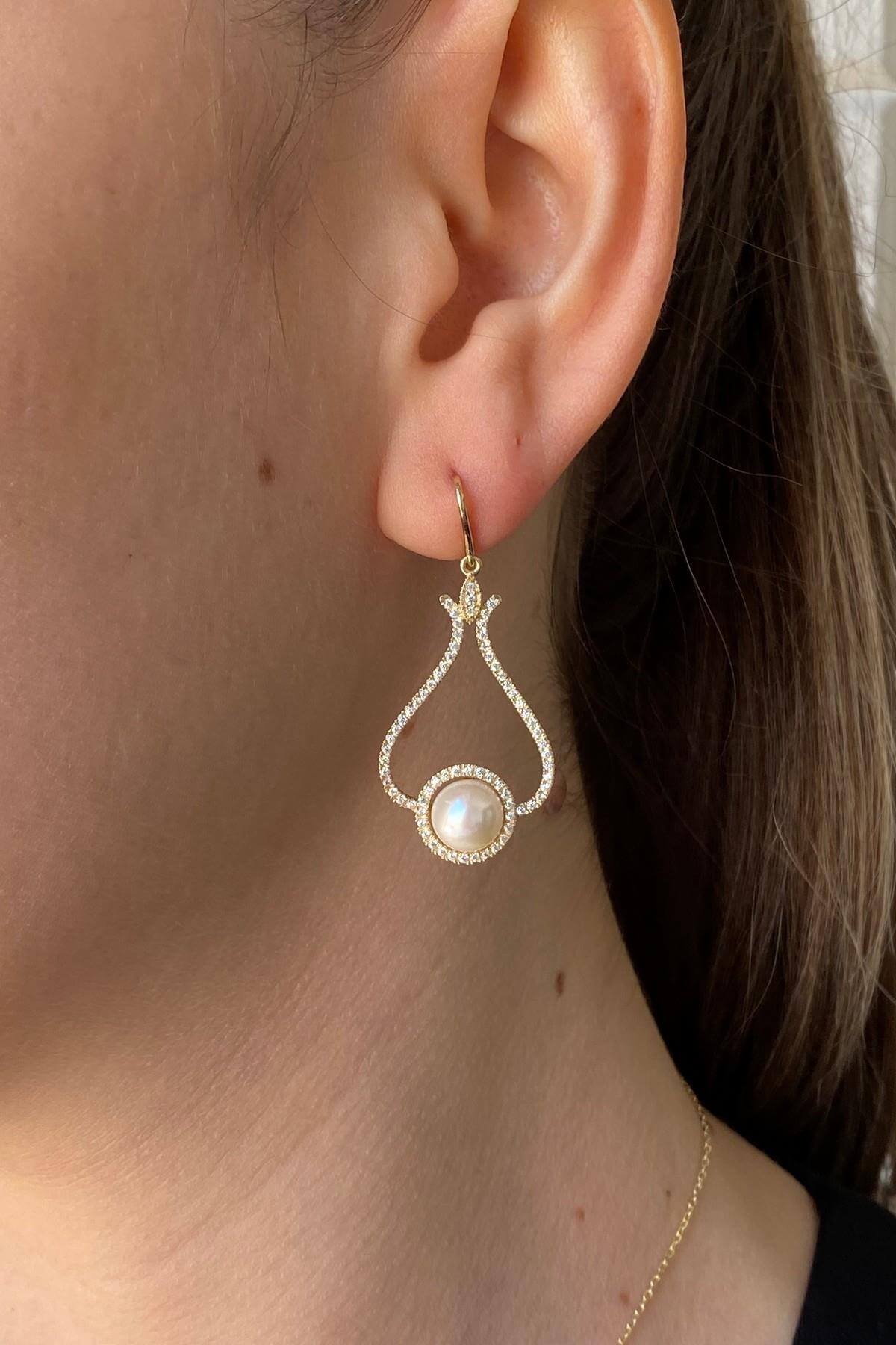 Lale Taşlı Doğal İnci Küpe | | Birinci1926