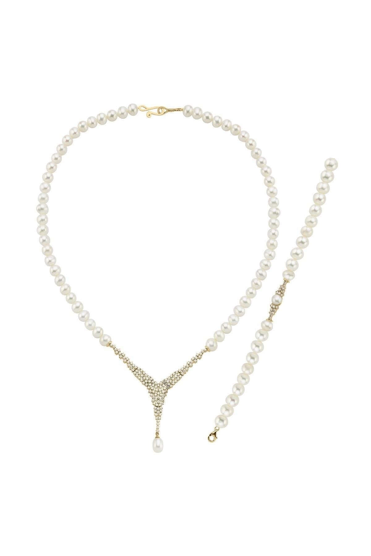 Doğal İnci Kolye Bileklik İkili Set | | Birinci1926