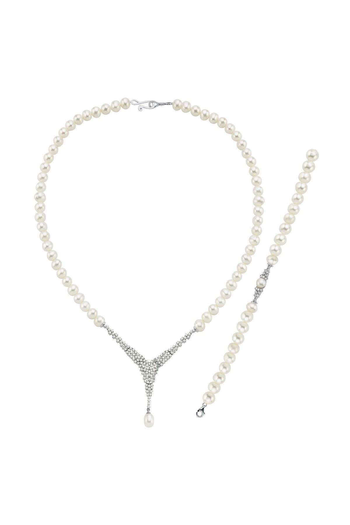 Doğal İnci Kolye Bileklik İkili Set | | Birinci1926