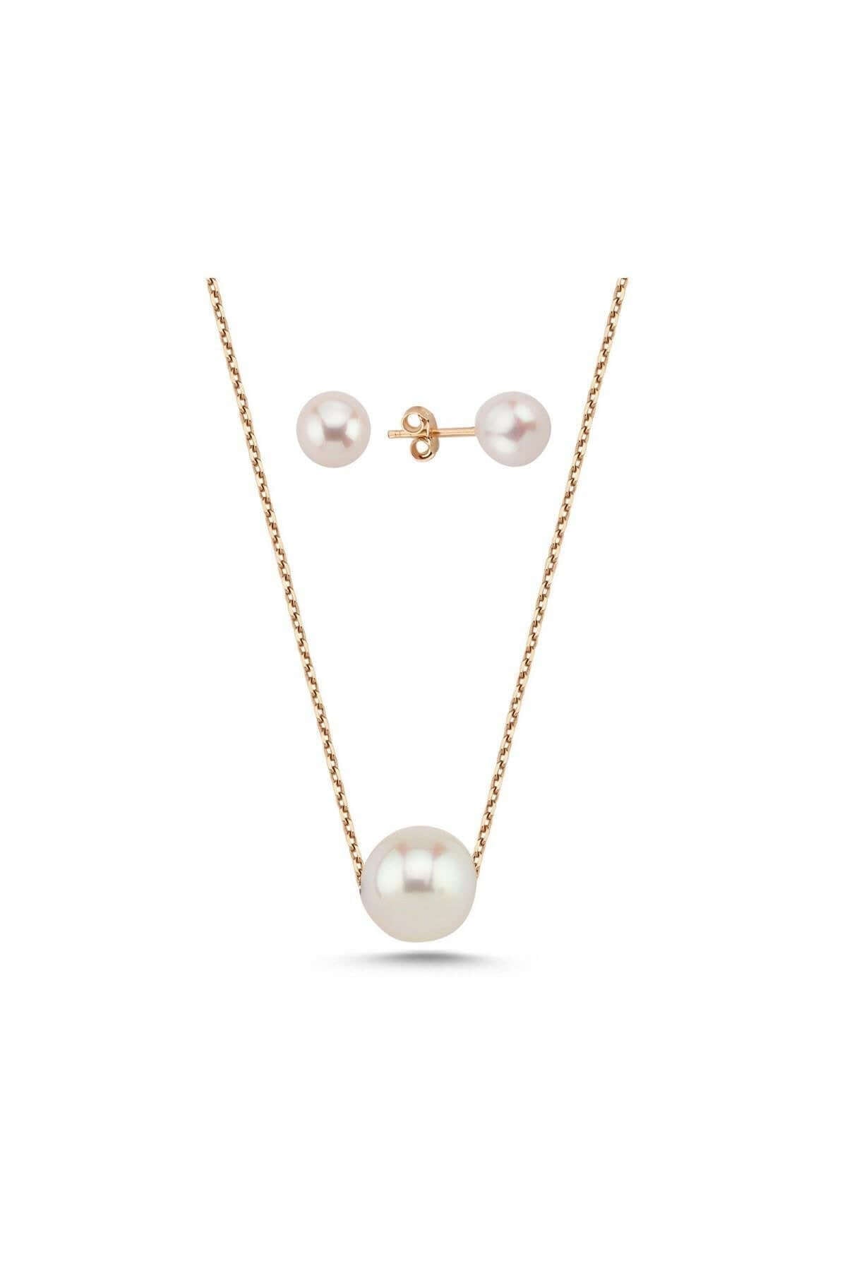 Tekli Doğal İnci Küpe Kolye İkili Set | | Birinci1926