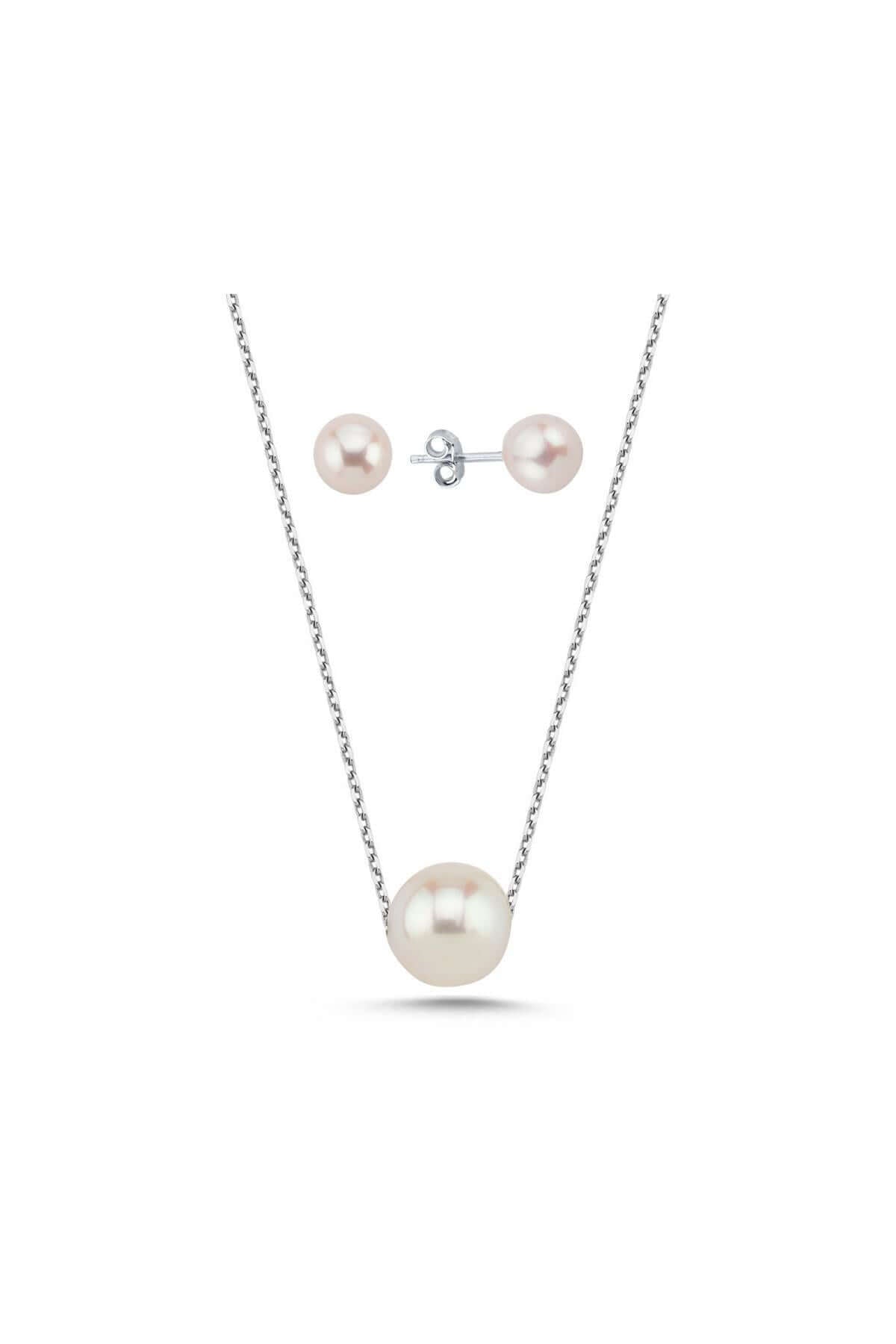 Tekli Doğal İnci Küpe Kolye İkili Set | | Birinci1926