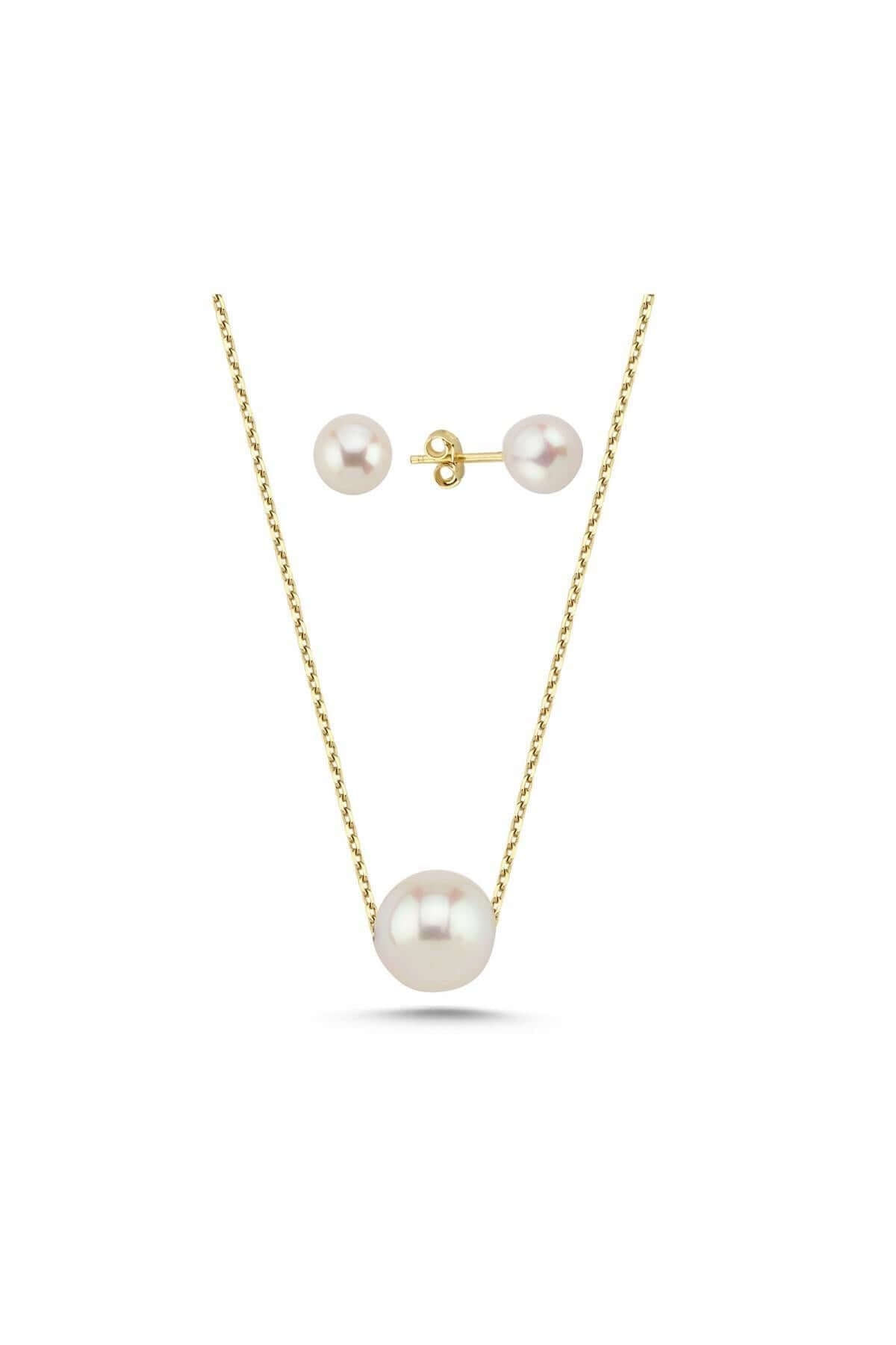 Tekli Doğal İnci Küpe Kolye İkili Set | | Birinci1926