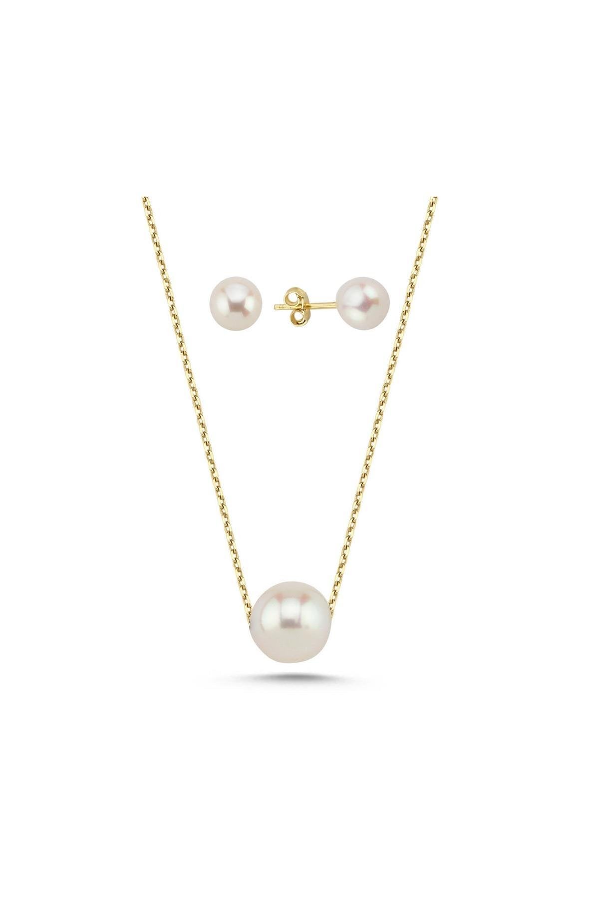 Tekli Doğal İnci Küpe Kolye İkili Set | | Birinci1926