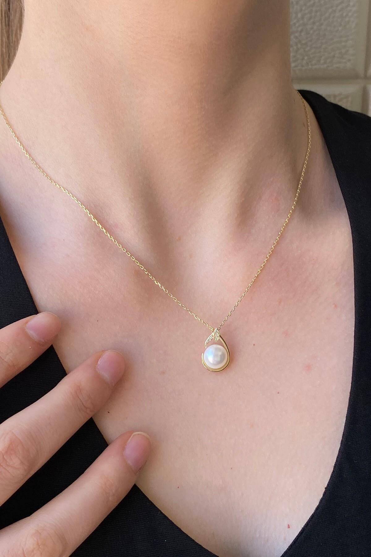 Zirkon Taşlı Damla Doğal İnci Kolye | | Birinci1926