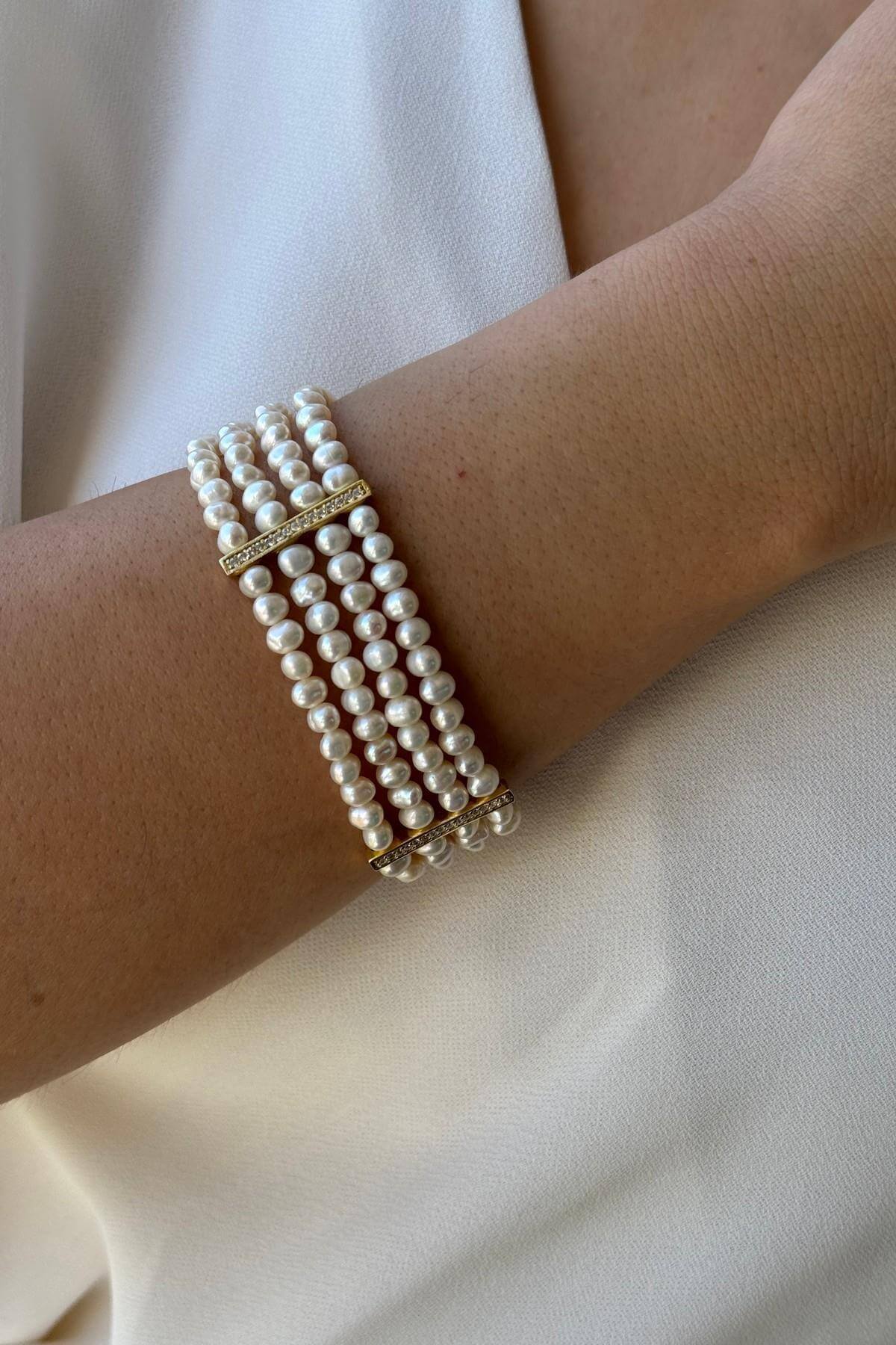 Zirkon Taşlı Doğal İnci Kolye Bileklik İkili Set | | Birinci1926