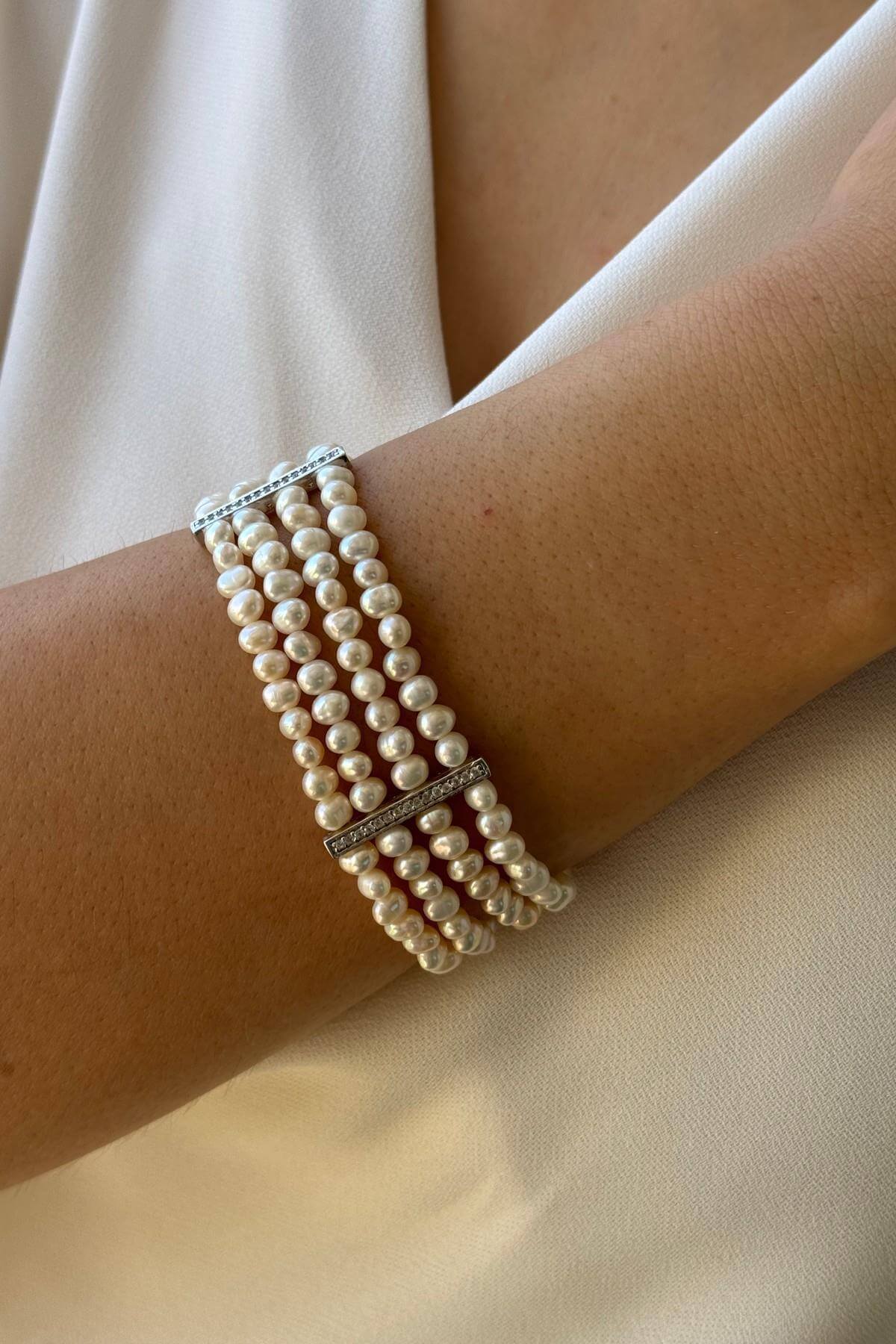 Zirkon Taşlı Doğal İnci Kolye Bileklik İkili Set | | Birinci1926