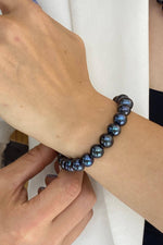 Denizci Kilit Sıralı Siyah İnci Kolye Bileklik İkili Set | | Birinci1926