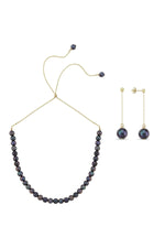 Asansörlü Yarı Doğal İnci Yarı Zincir Küpe Kolye İkili Set | | Birinci1926