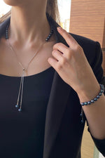 Asansörlü Yarı Doğal İnci Yarı Zincir Kolye Bileklik İkili Set | | Birinci1926