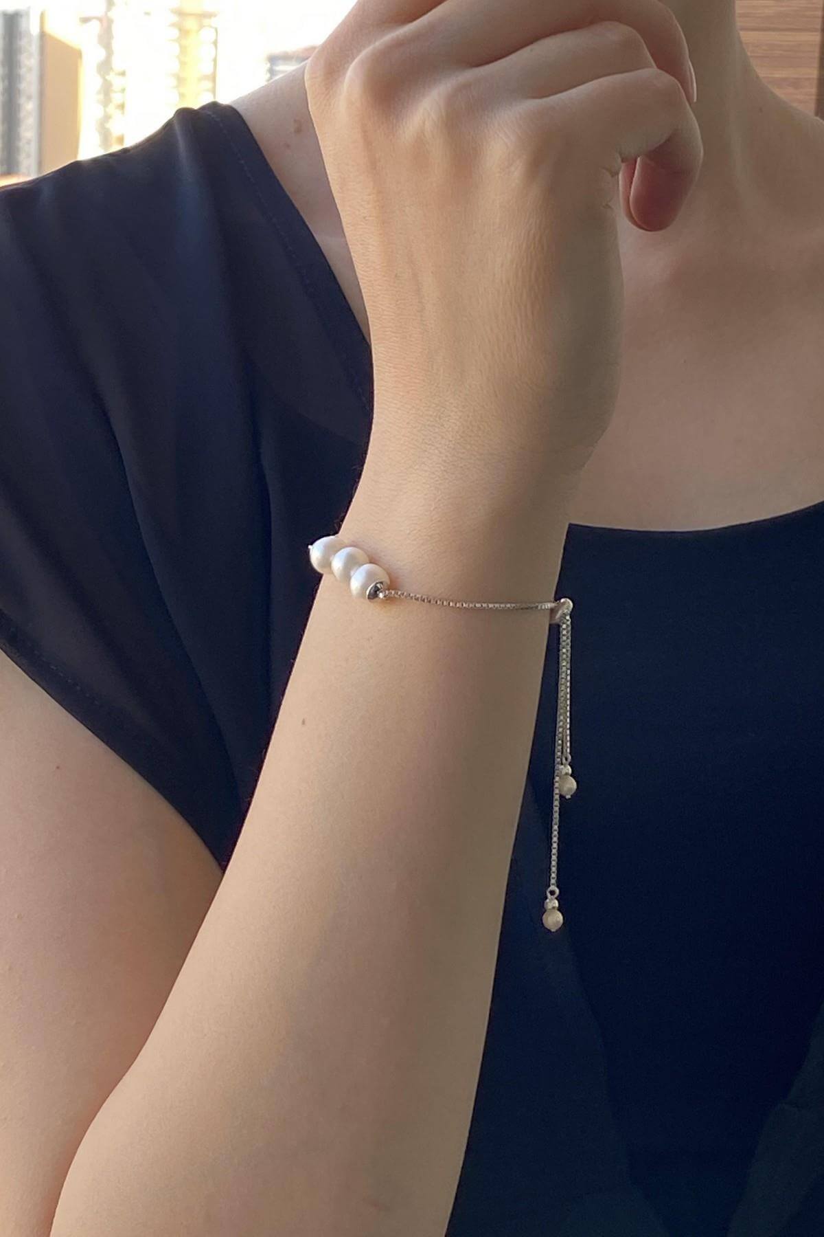 Asansör Zincirli Doğal İnci Bileklik | | Birinci1926