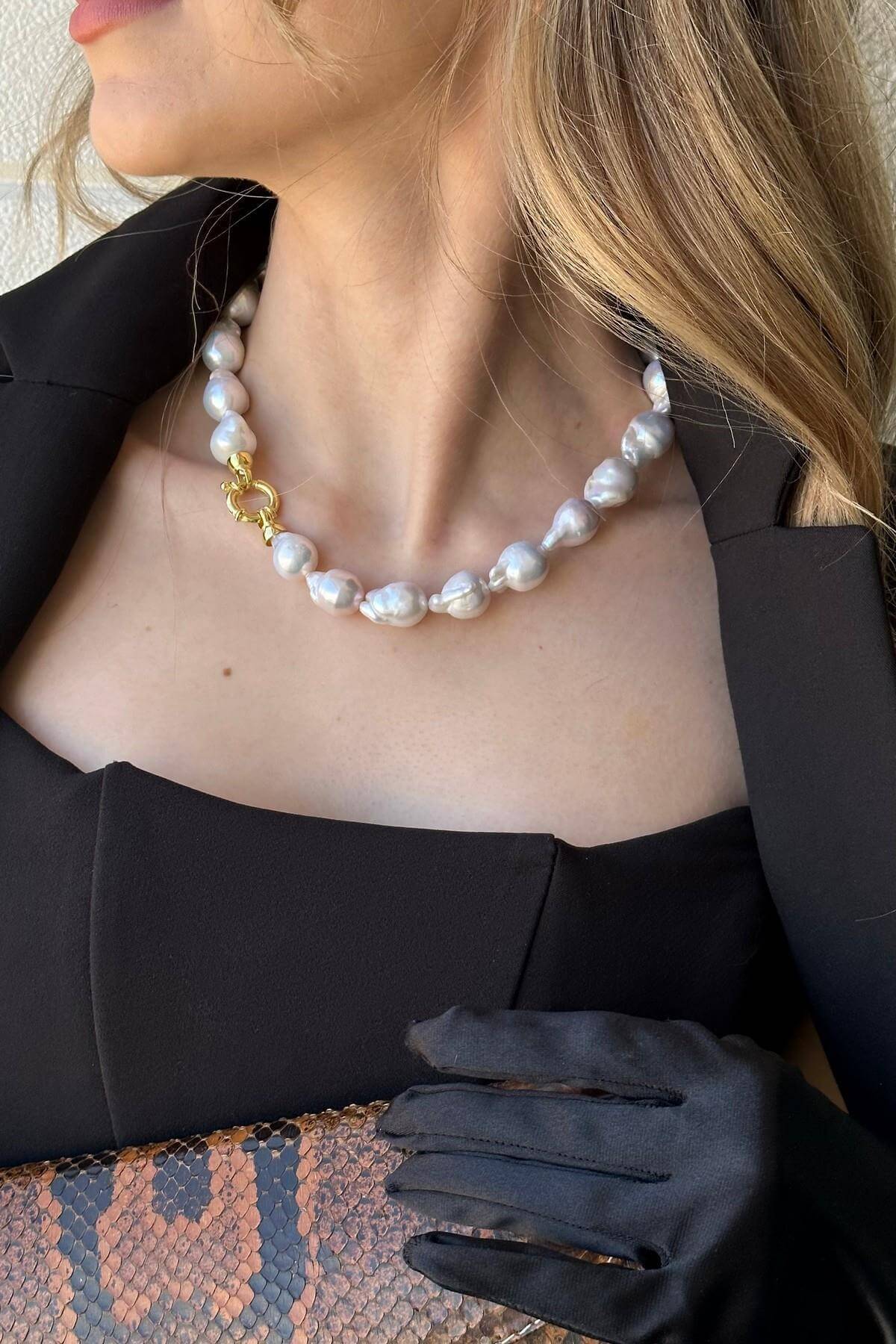 Halka Kilitli Doğal Barok İnci Kolye | | Birinci1926