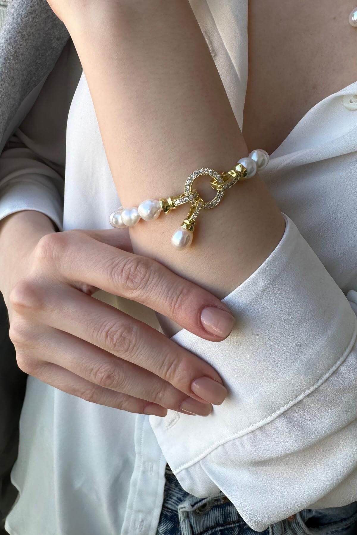 Halka Kilitli Doğal İnci Bileklik | | Birinci1926