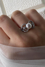 Çiçek Modelli Zirkon Taşlı Doğal İncili Küpe Kolye Bileklik Yüzük Dörtlü Set | | Birinci1926