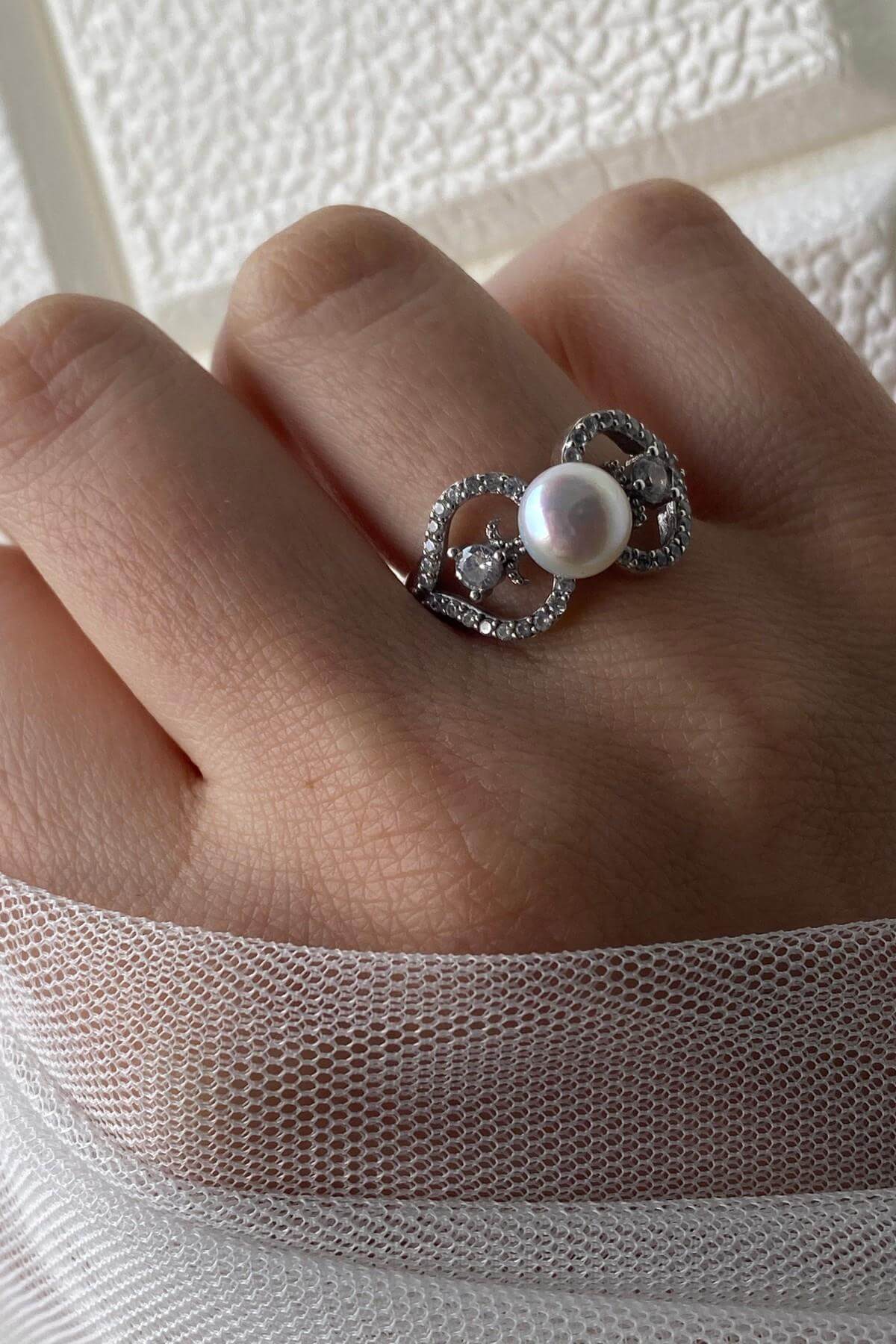 Çiçek Modelli Zirkon Taşlı Doğal İncili Küpe Kolye Bileklik Yüzük Dörtlü Set | | Birinci1926