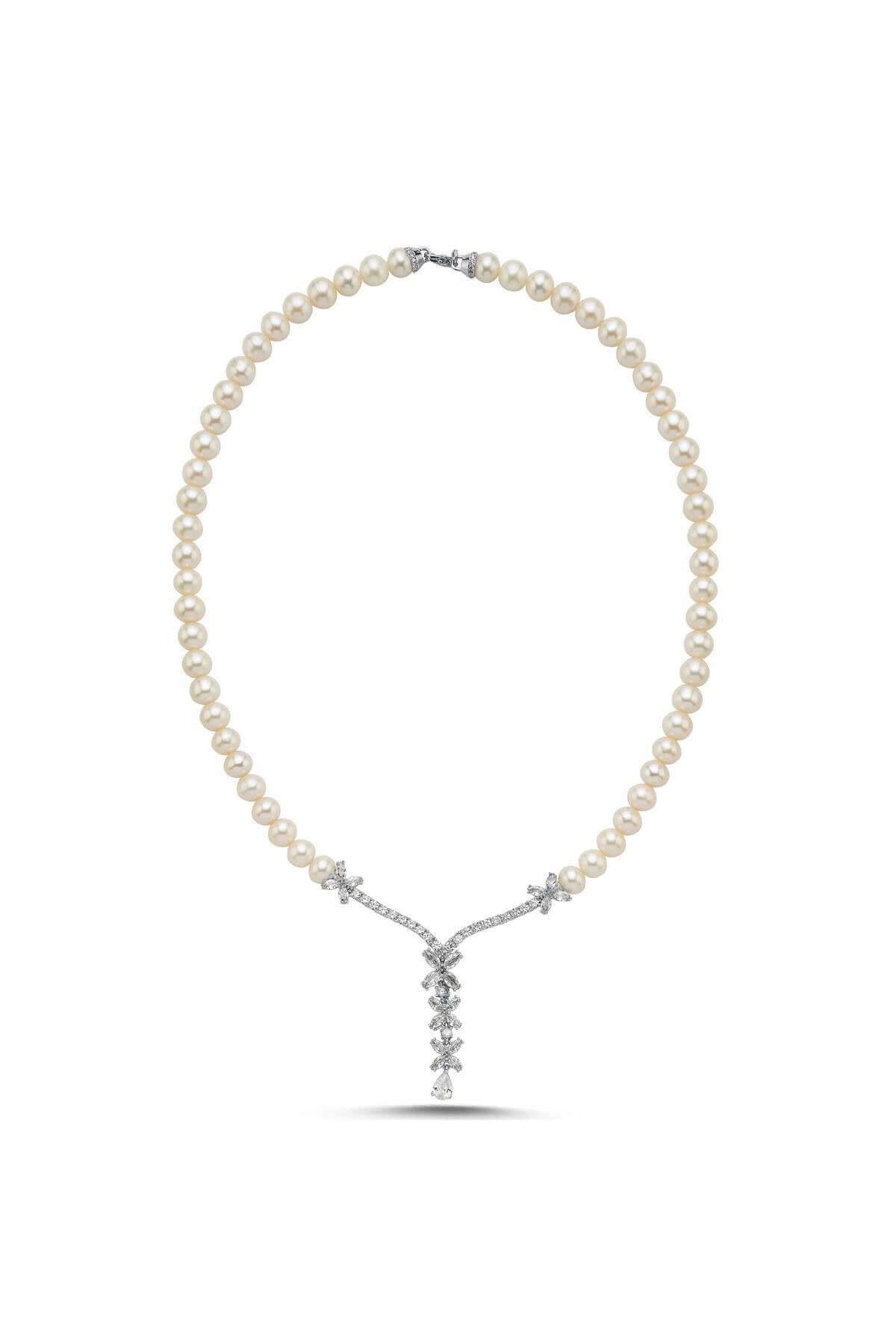 Çiçek Taşlı Doğal İnci Kolye | | Birinci1926