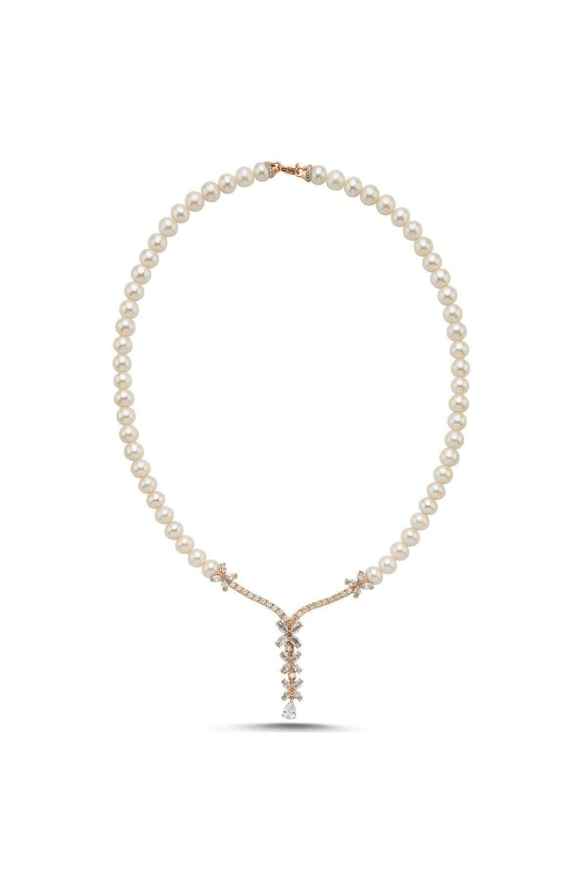 Çiçek Taşlı Doğal İnci Kolye | | Birinci1926