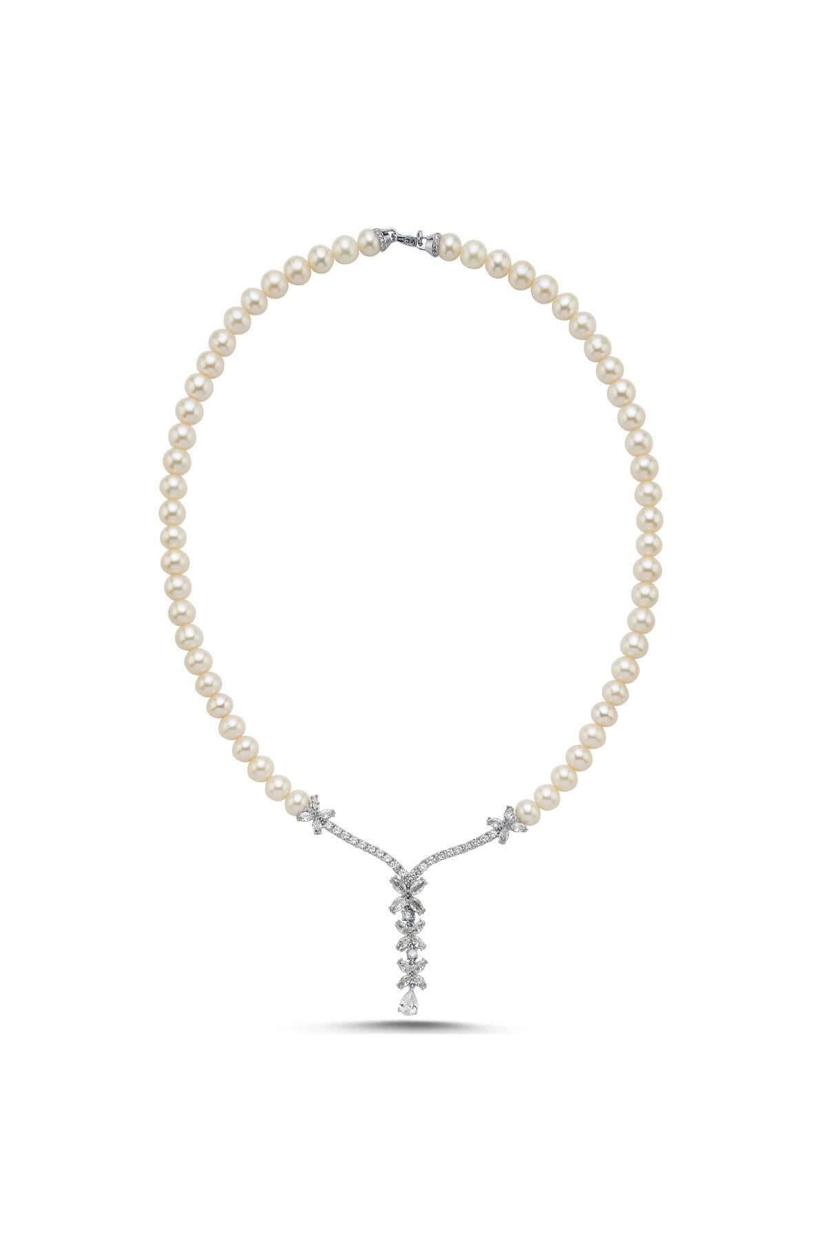 Çiçek Taşlı Doğal İnci Kolye | | Birinci1926