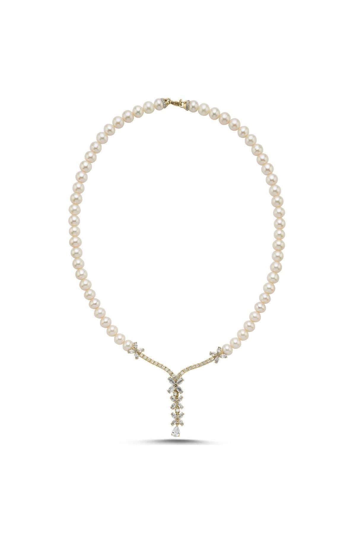 Çiçek Taşlı Doğal İnci Kolye | | Birinci1926