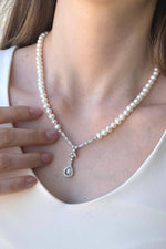 Damla Zirkon Taşlı Doğal İncili Küpe Kolye Bileklik Yüzük Dörtlü Set | | Birinci1926