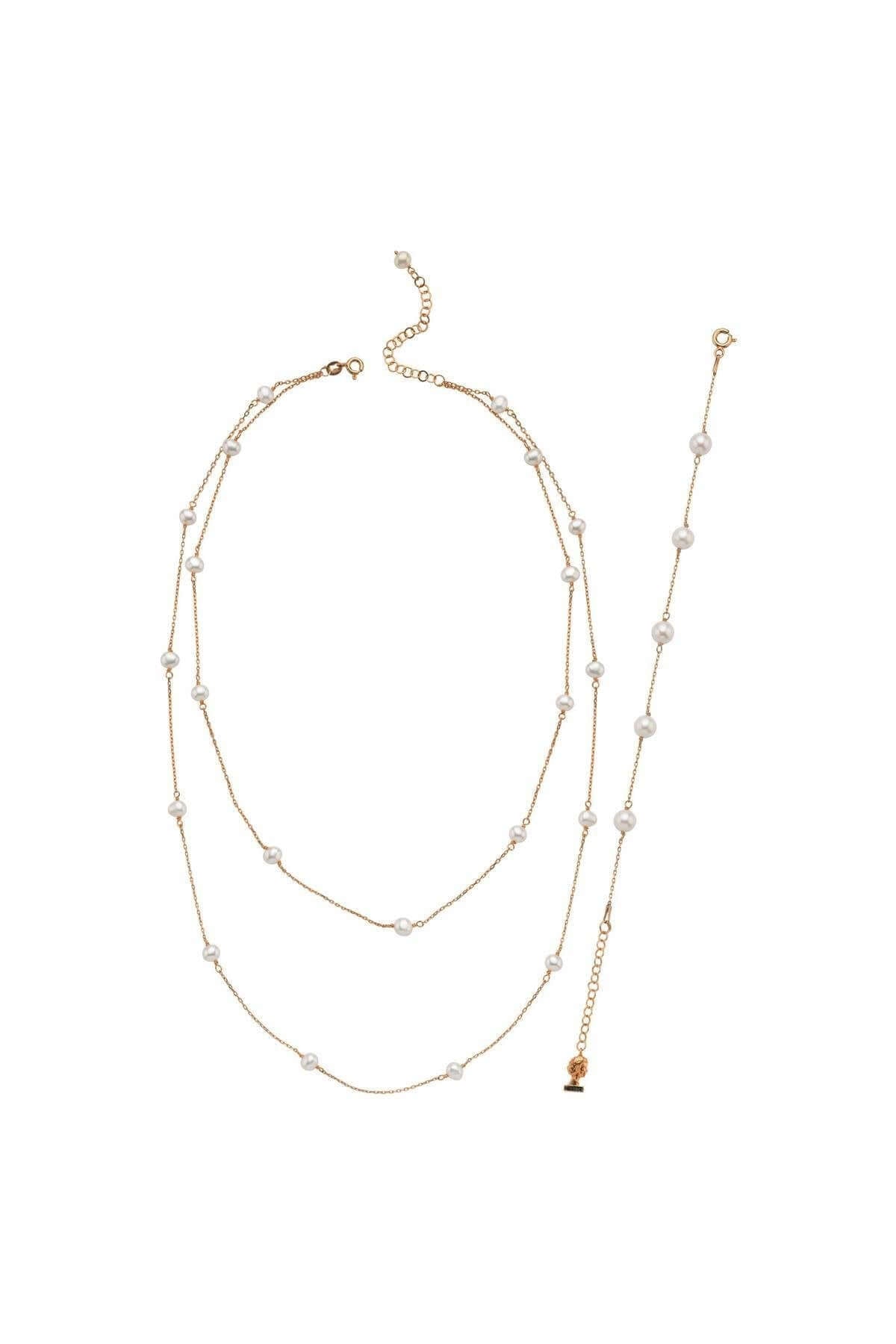 Doğal İnci Kolye Bileklik İkili Set | | Birinci1926