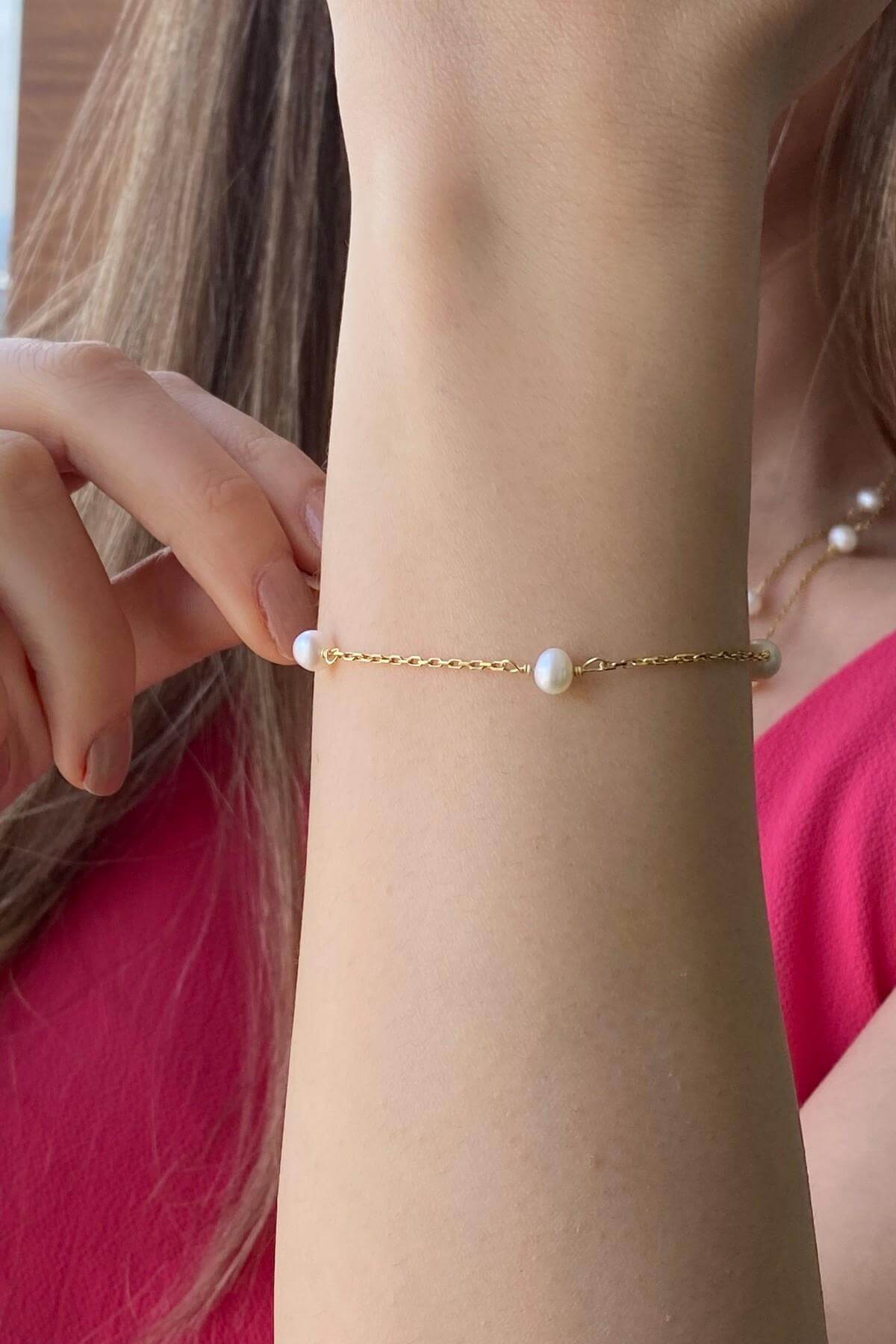 Doğal İnci Kolye Bileklik İkili Set | | Birinci1926