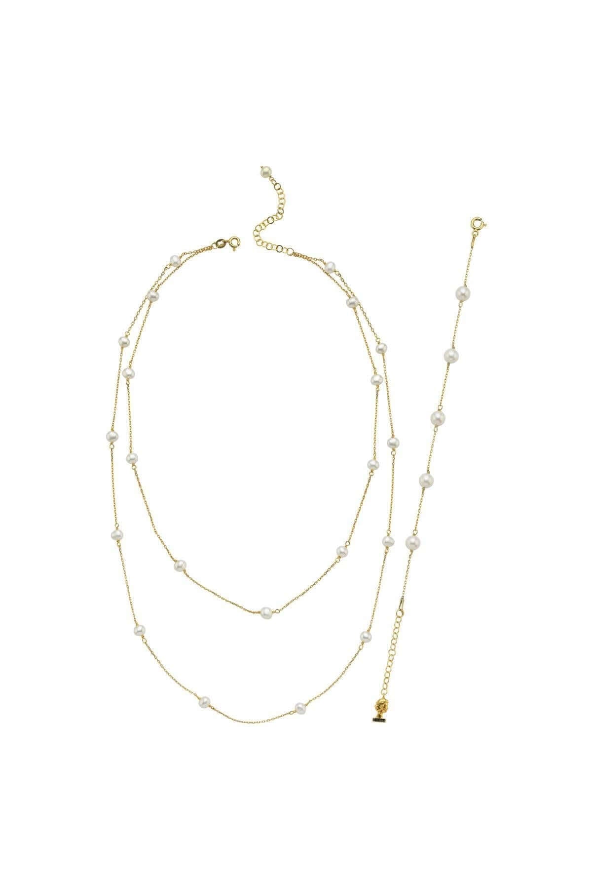 Doğal İnci Kolye Bileklik İkili Set | | Birinci1926