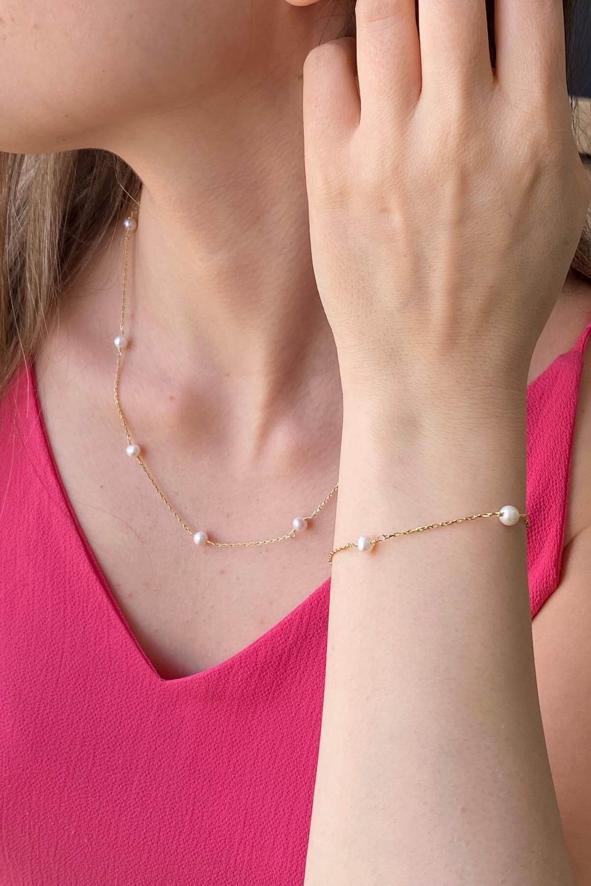 Doğal İncili Kolye Bileklik İkili Set | | Birinci1926