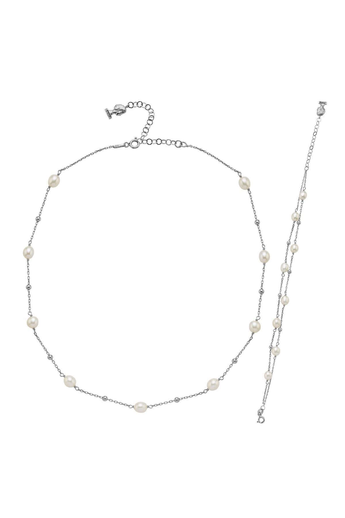 Dorika Toplu Doğal İnci Kolye Bileklik İkili Set | | Birinci1926