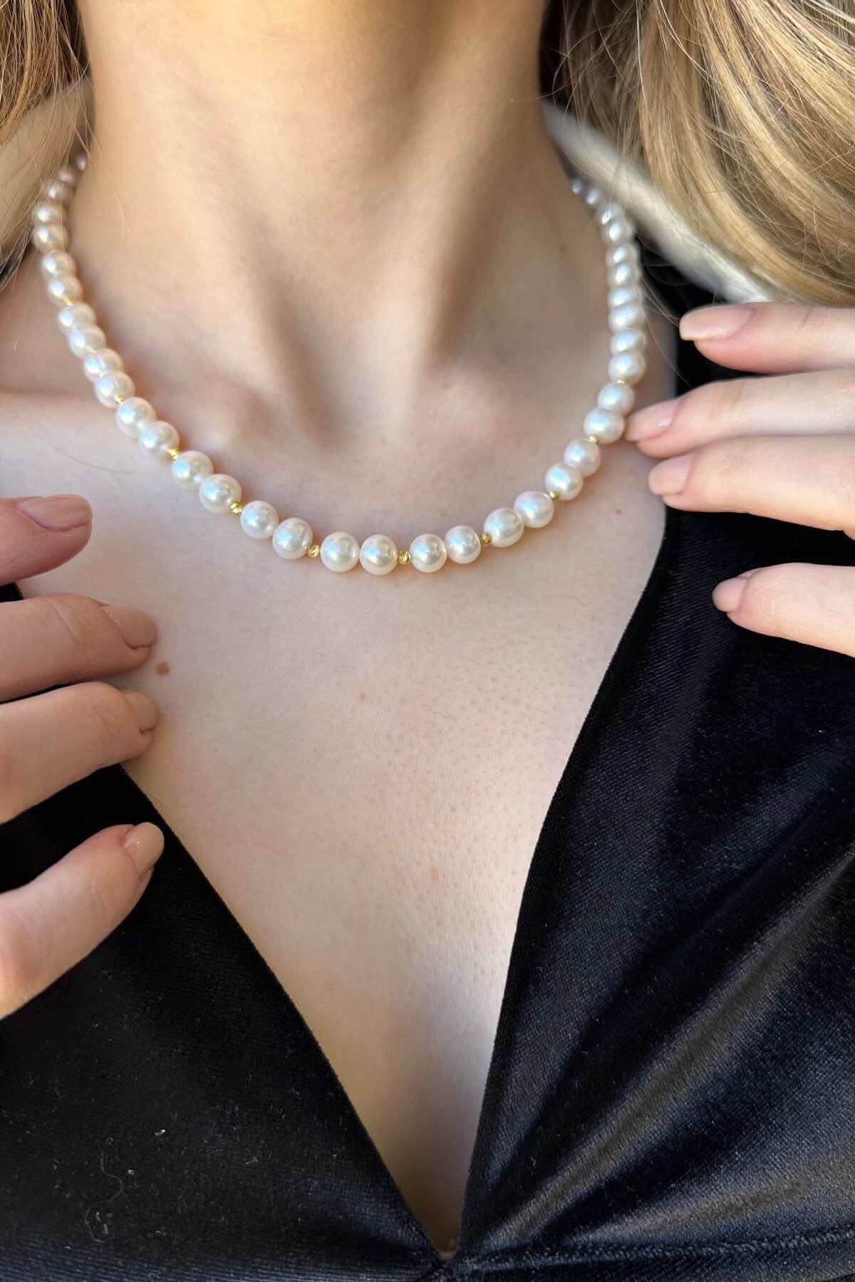 Dorika Toplu Doğal İnci Kolye Bileklik İkili Set | | Birinci1926