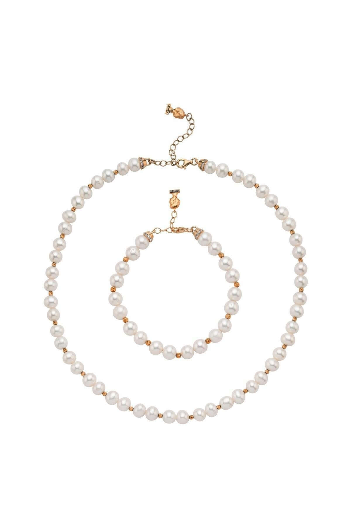 Dorika Toplu Doğal İnci Kolye Bileklik İkili Set | | Birinci1926