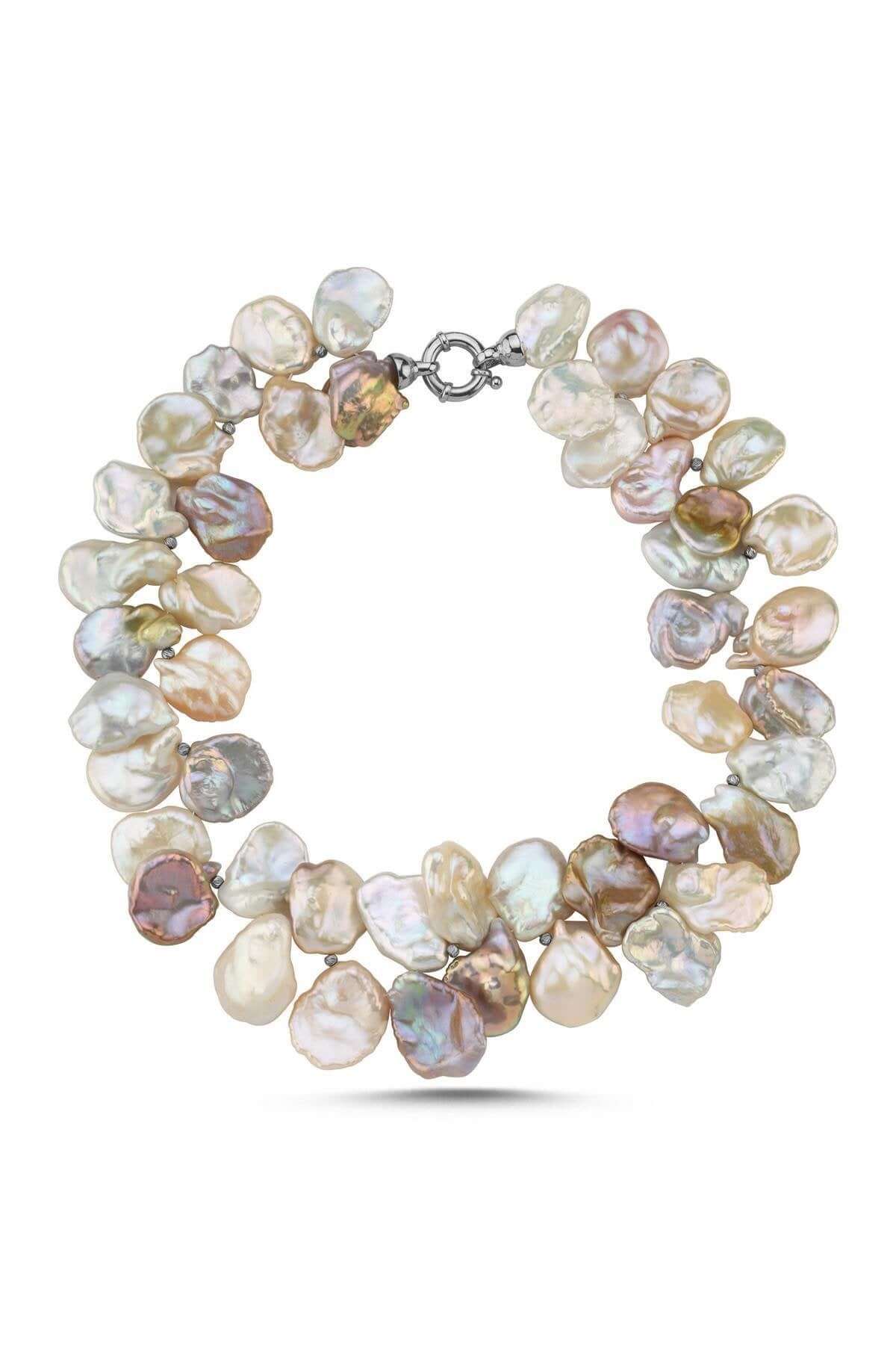 Halka Kilitli Doğal Barok İncili Multicolor Kolye | | Birinci1926