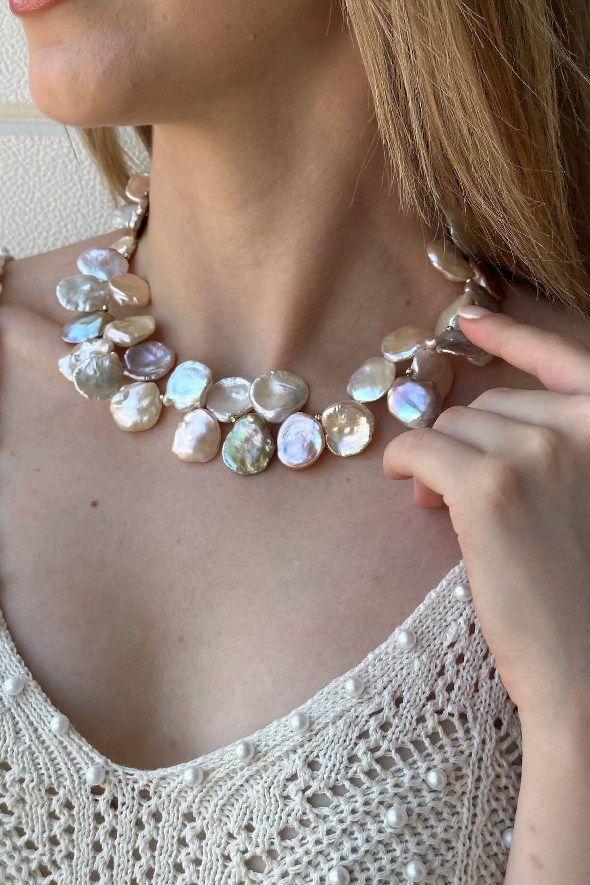 Halka Kilitli Doğal Barok İncili Multicolor Kolye | | Birinci1926