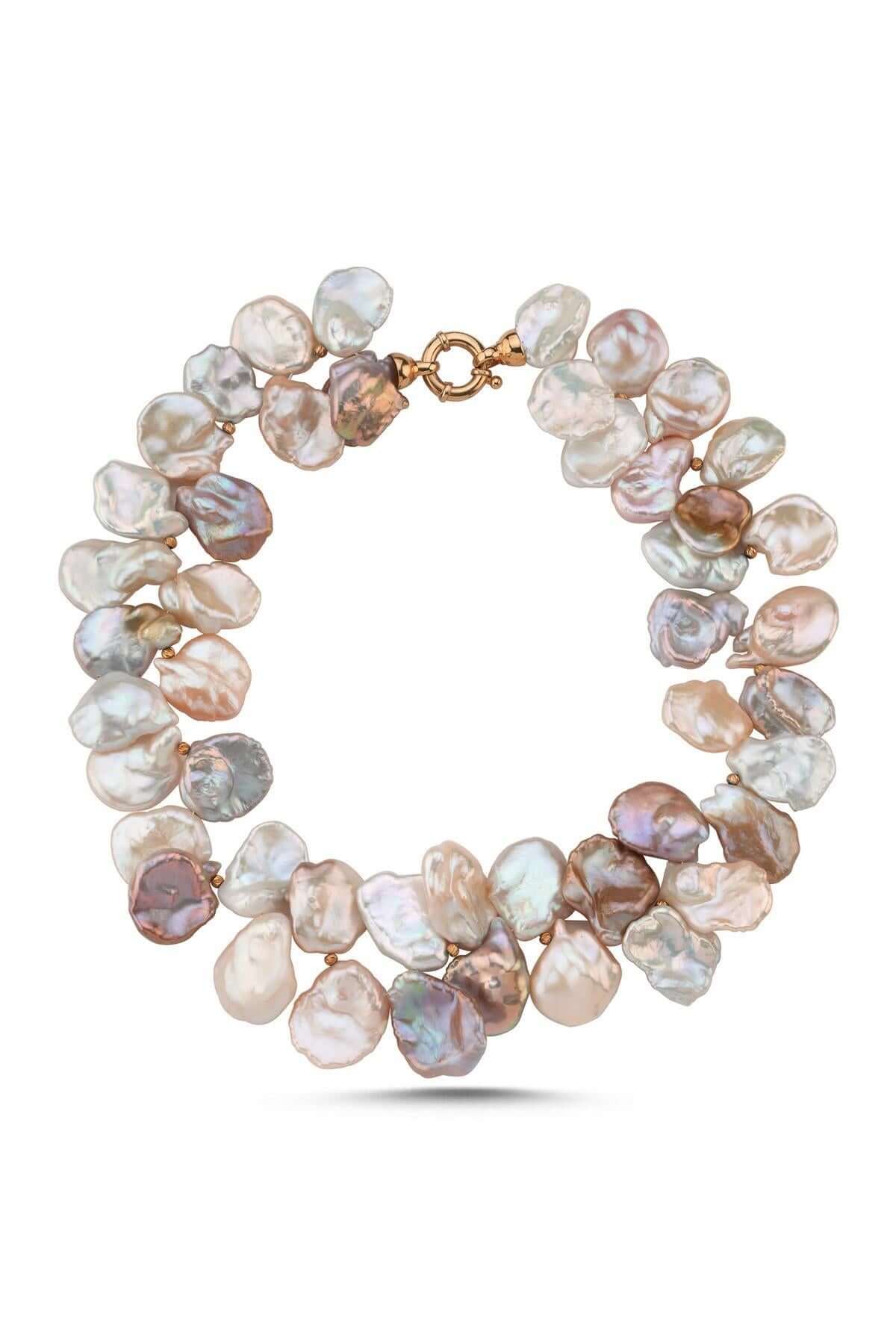 Halka Kilitli Doğal Barok İncili Multicolor Kolye | | Birinci1926