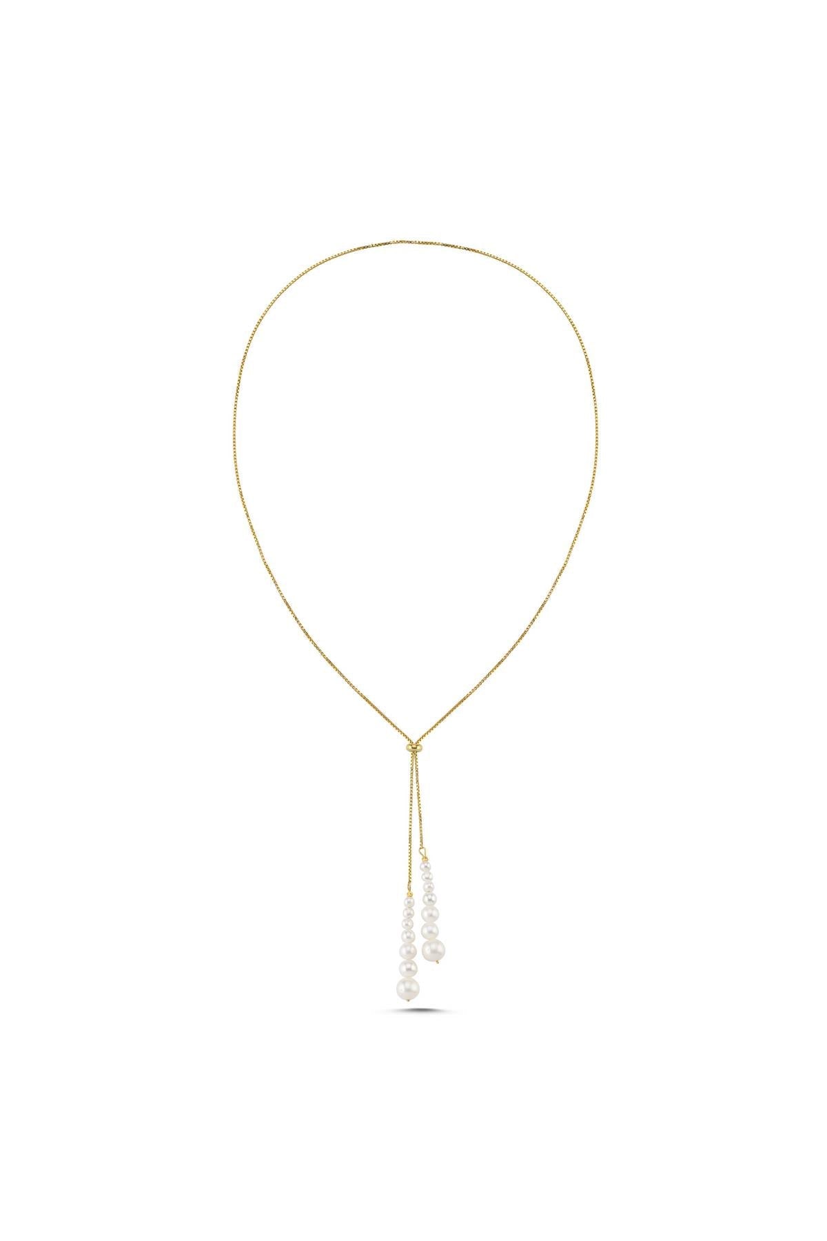 Süzme Doğal İnci Asansörlü Zincir Kolye | | Birinci1926