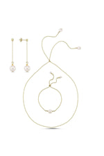 Zincirli Asansör Model Doğal İnci Küpe Kolye Bileklik Üçlü Set | | Birinci1926