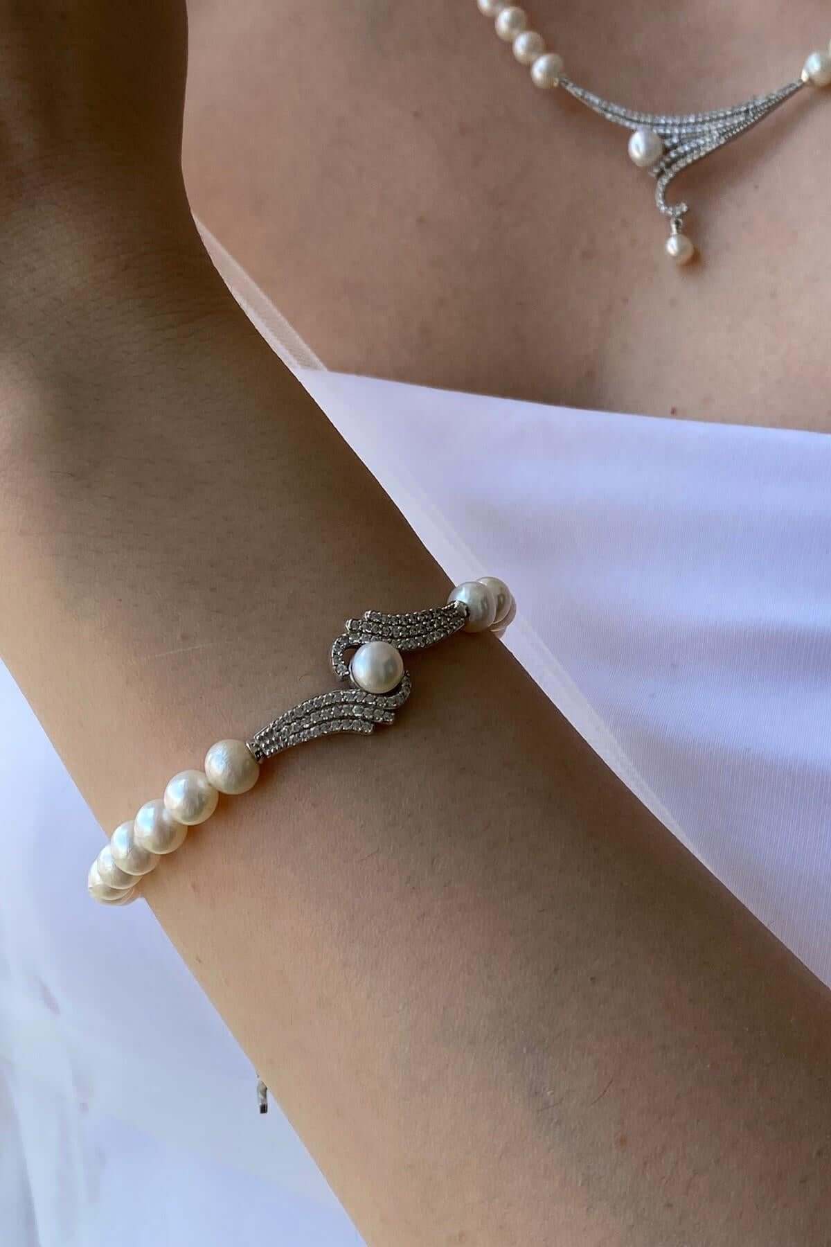 Zirkon Taşlı Doğal İnci Bileklik | | Birinci1926