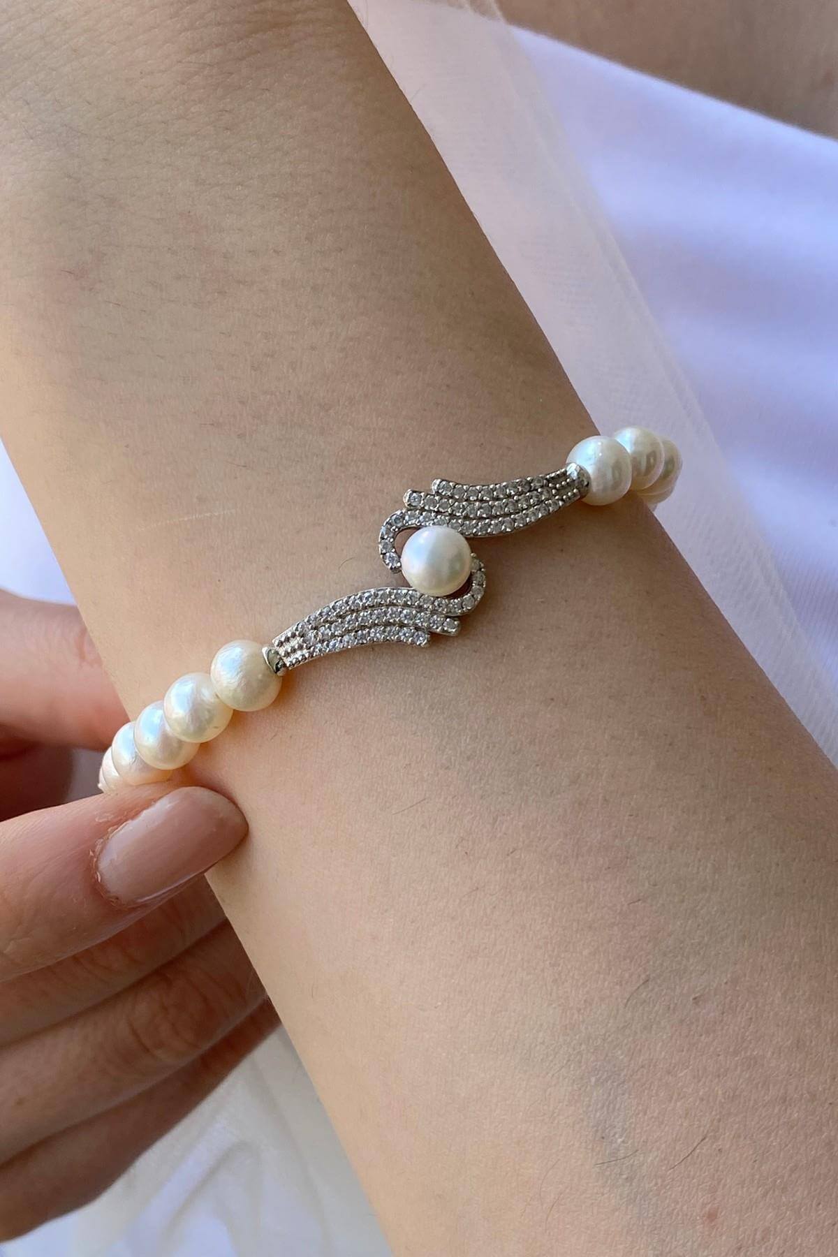 Zirkon Taşlı Doğal İnci Bileklik | | Birinci1926