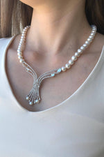 Zirkon Taşlı Doğal İnci Küpe Kolye İkili Set | | Birinci1926