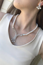 Zirkon Taşlı Doğal İnci Küpe Kolye İkili Set | | Birinci1926