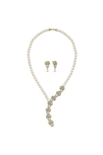 Zirkon Taşlı Doğal İnci Küpe Kolye İkili Set | | Birinci1926