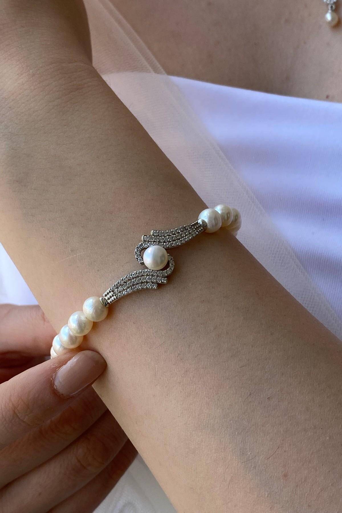 Zirkon Taşlı Doğal İnci Bileklik | | Birinci1926