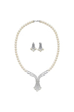 Zirkon Taşlı Doğal İnci Küpe Kolye İkili Set | | Birinci1926