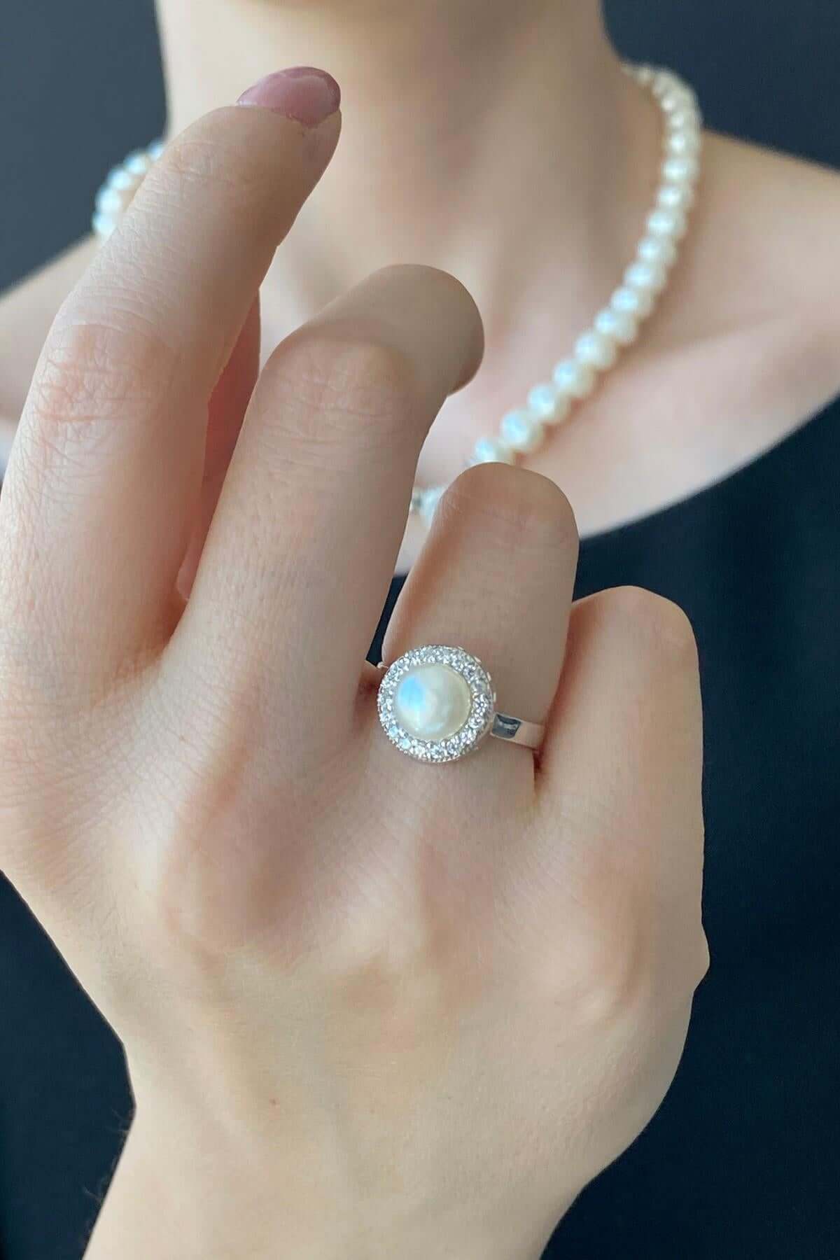 Zirkon Taşlı Doğal İnci Yüzük | | Birinci1926