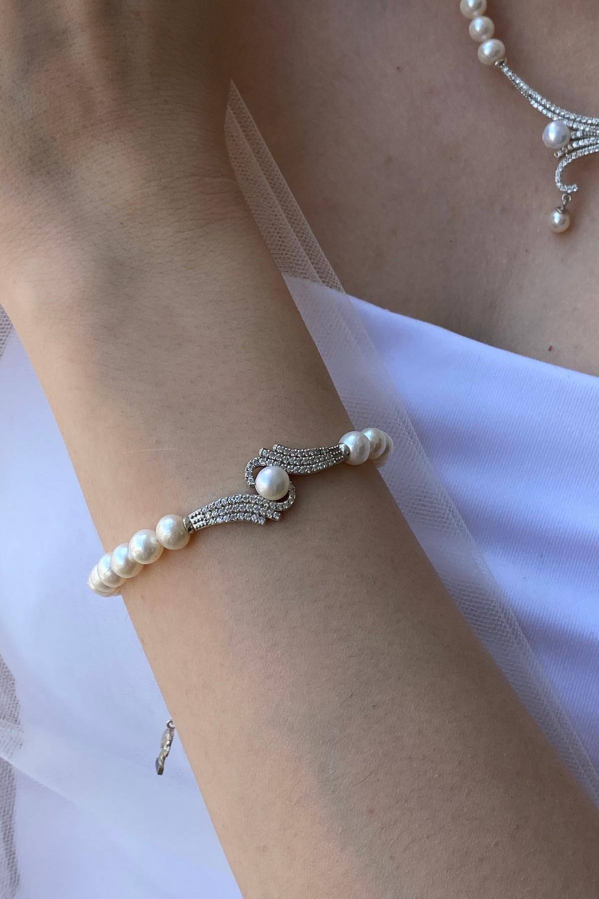 Zirkon Taşlı Doğal İnci Bileklik | | Birinci1926